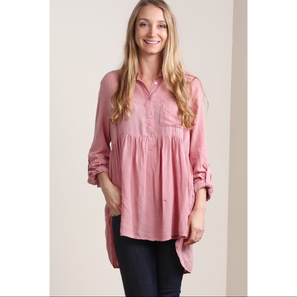 Dusty Pink Button Up Tunic